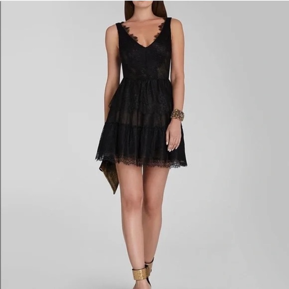 BCBGMaxAzria Dresses & Skirts - Bcbgmaxazria Willa Lace Black Mini Dress Size S